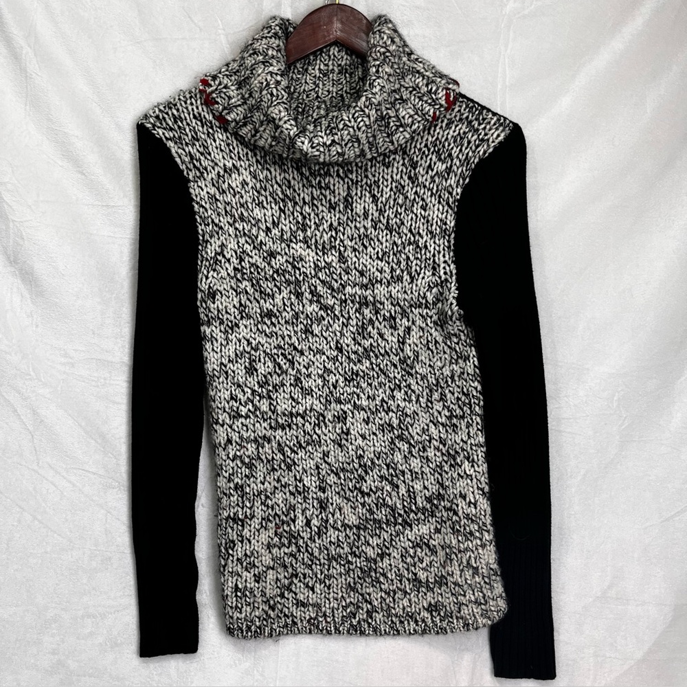 Vintage Newport News Jeanology Collection Chunky Knit Sweater Black Rib Back S